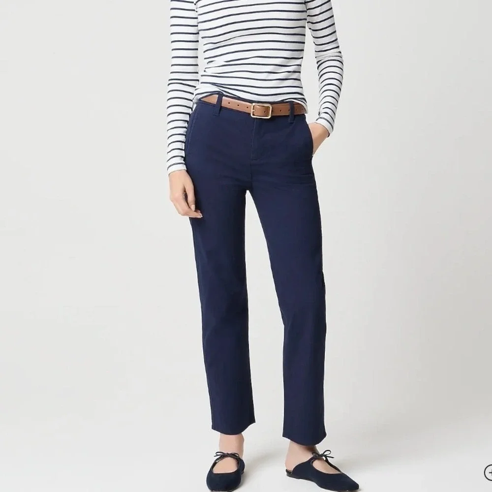 J.Crew Everyday Chino Pant Navy Blue Straight Leg Trousers Womens 8 Petite